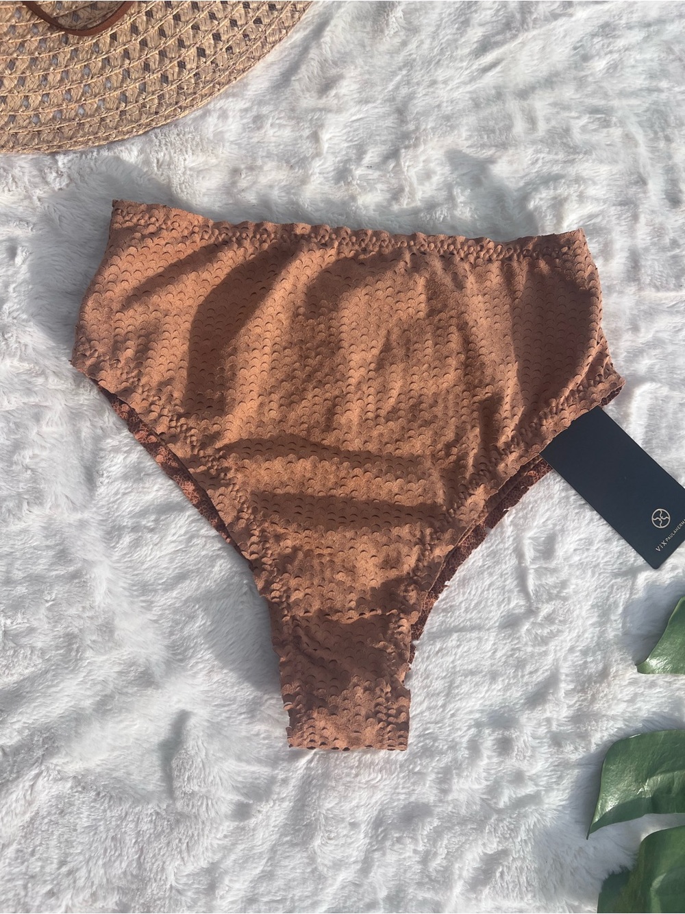 ViX Paula Hermanny Scales Hot Pants Bikini Bottom Brown NWT Medium